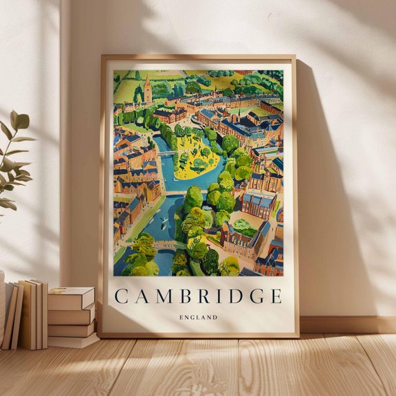 Cambridge University Print River Cam Uk Historic Cityscape, Unframed Paper Print