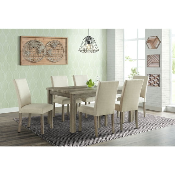 Cambridge Wyeth Dining 7-Piece Set in Natural Rustic with Table and 6 Fabric Side Chairs