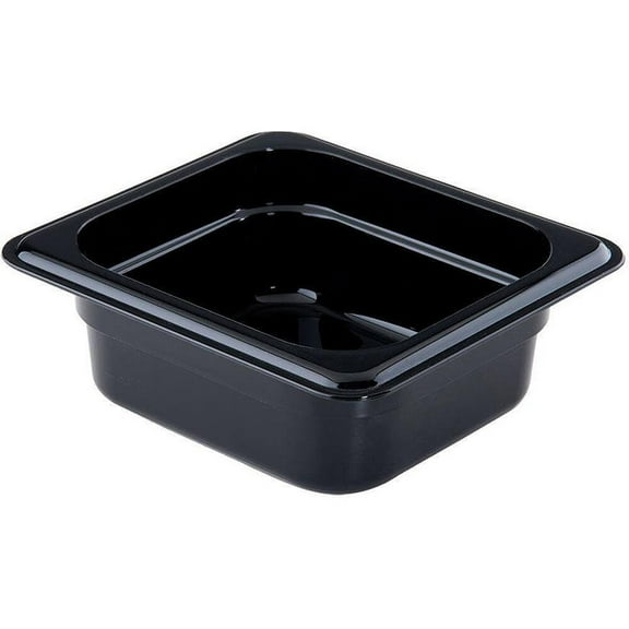 cambro 1/6 gn steam table pans, high heat plastic, 2.5" deep, 6pk, black, 62hp-110