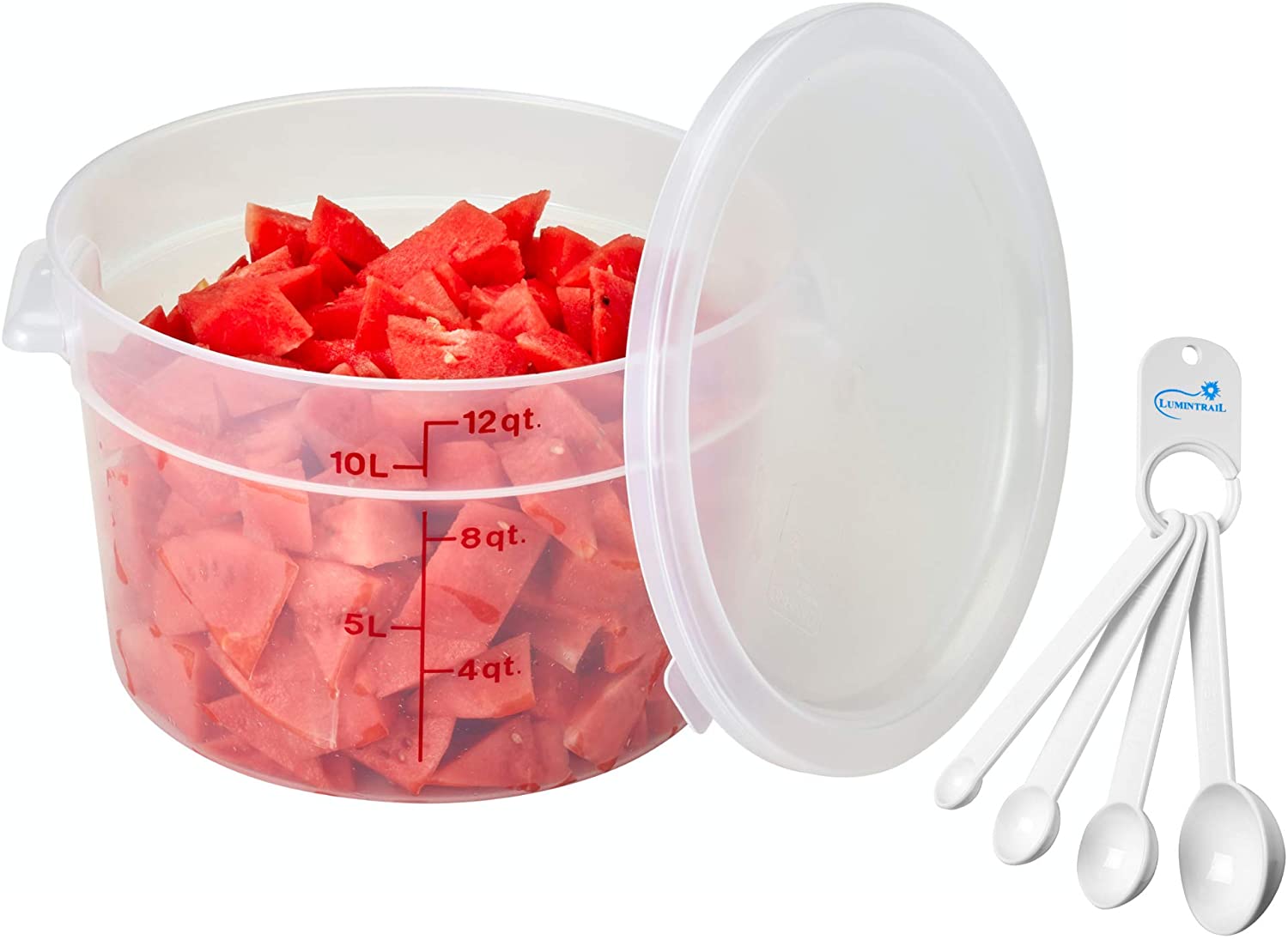 Cambro 12 Quart Round Food Storage Container Translucent with Lid Bundle Includes a Lumintrail