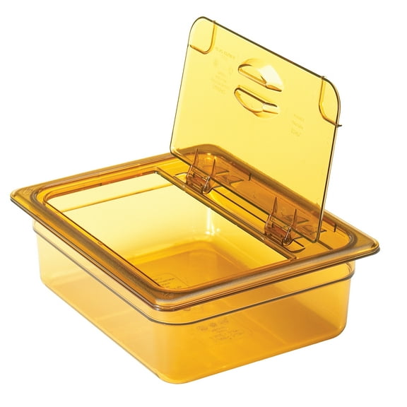 Cambro 20HPLN150 Amber Notched FlipLid for 1/2 Size Food Pan