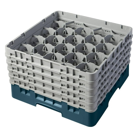 Cambro 20S958414 Teal 20-Comp Glass Rack with 5 Extenders
