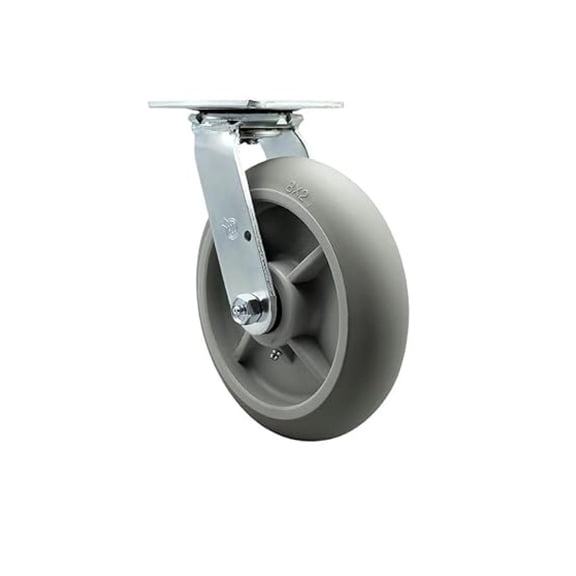 Cambro Camcruiser Vending Cart Swivel Caster 8 Inch Gray Non-Marking Thermoplastic Rubber Wheel - Replacement Caster - Brand