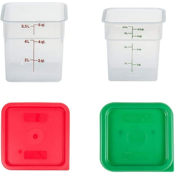 Cambro Containers With Lids - 4 Quart and 6 Quart Food Storage Set - 2 Pack