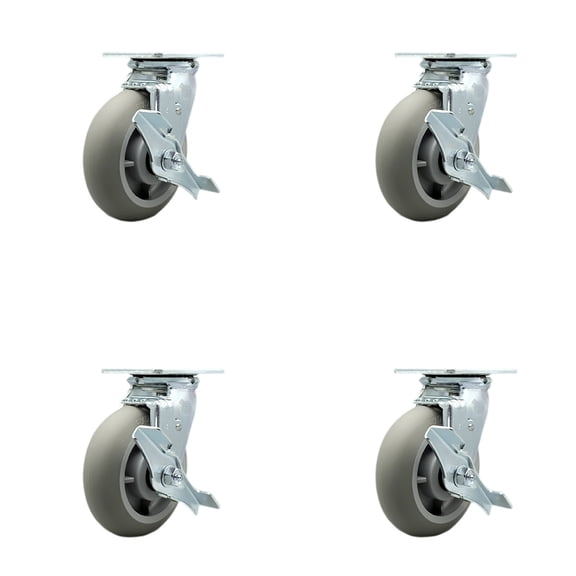 Cambro H14005 Meal Delivery Cart Caster Set - 4 Swivel with Brake  SCC
