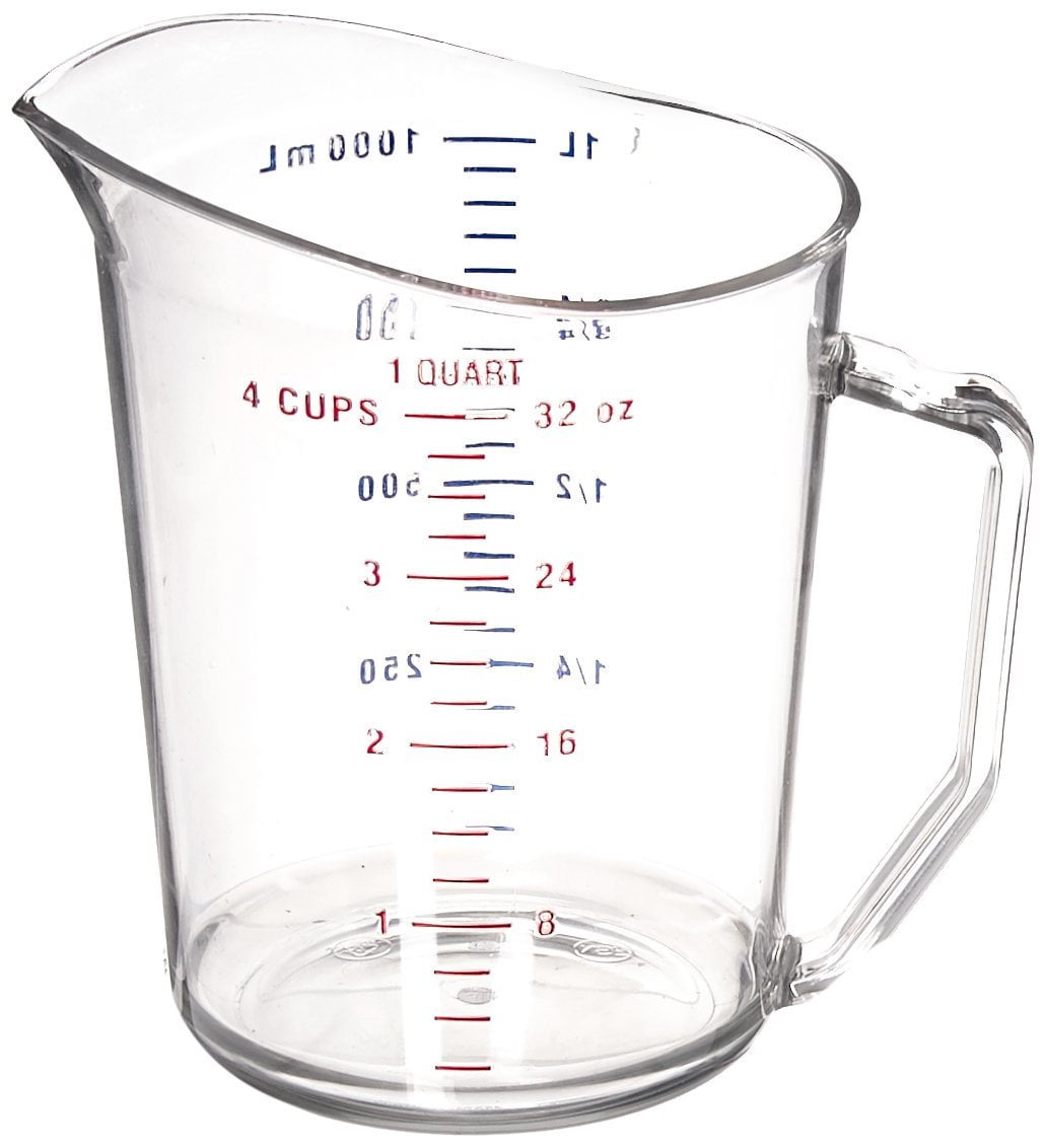 Choice 1 Qt. (4 Cups) Clear Plastic Measuring Cup with Graduations