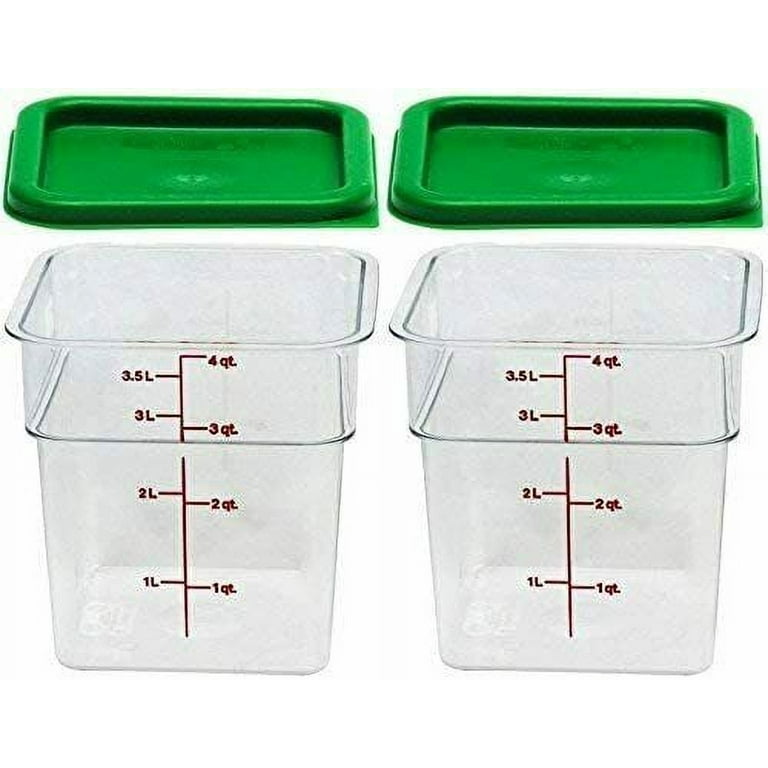 Cambro Polycarbonate Square Food Storage Containers 4 Quart with Lid - Pack of 2