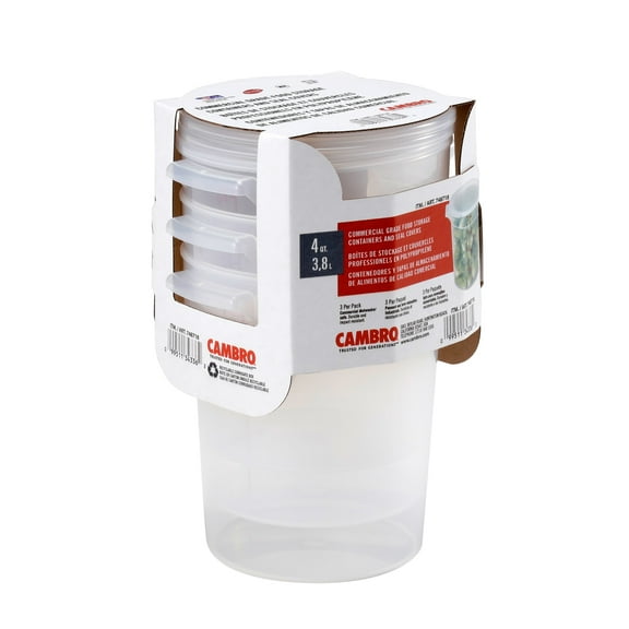 Cambro RFS4PPSW3190 4 qt Round Storage Container Set - Plastic, Translucent-Pack of 3