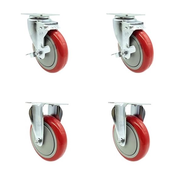 Cambro UPCS400CK Ultra Pan Replacement Caster Set Includes 2 Swivel with Brakes and 2 Rigid Casters Set of 4 - Brand