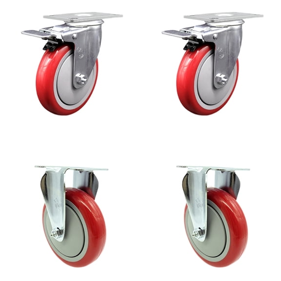 Cambro Ultra Pan Carrier Caster with Brakes and 2 Rigid Replacement Set - SCC