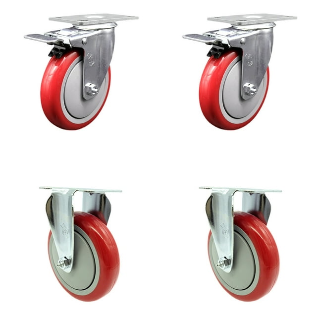 Cambro Ultra Pan Carrier Caster with Brakes and 2 Rigid Replacement Set - SCC