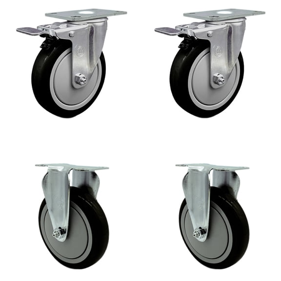Cambro Ultra Pan Carrier Caster with Brakes and 2 Rigid Replacement Set - SCC
