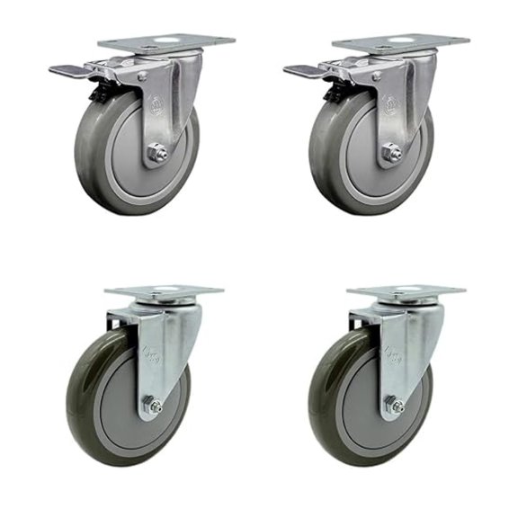 Cambro Ultra Pan Replacement Caster Set Includes 2 Swivel Casters with Total Lock Brakes and 2 Swivel Casters Set 4 - Brand