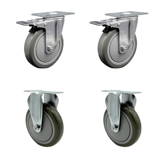 Cambro Ultra Pan Replacement Caster Set Includes 2 Swivel with Total Lock Brakes and 2 Rigid Casters Set of 4 - Brand