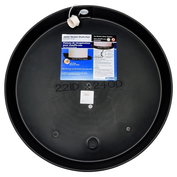 Camco 22 Inch ID Drain Pan, Drip Tray w/ PVC Fitting for Electric Water Heaters