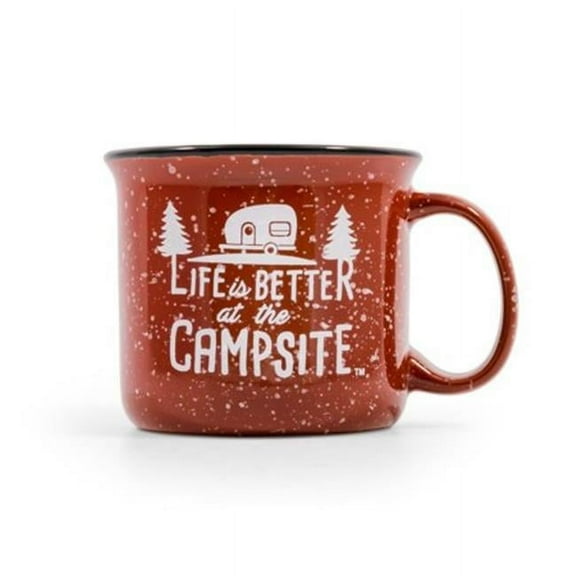 Camco 126.3235 16 oz Life is Better at the Campsite Mug, Speckled Red