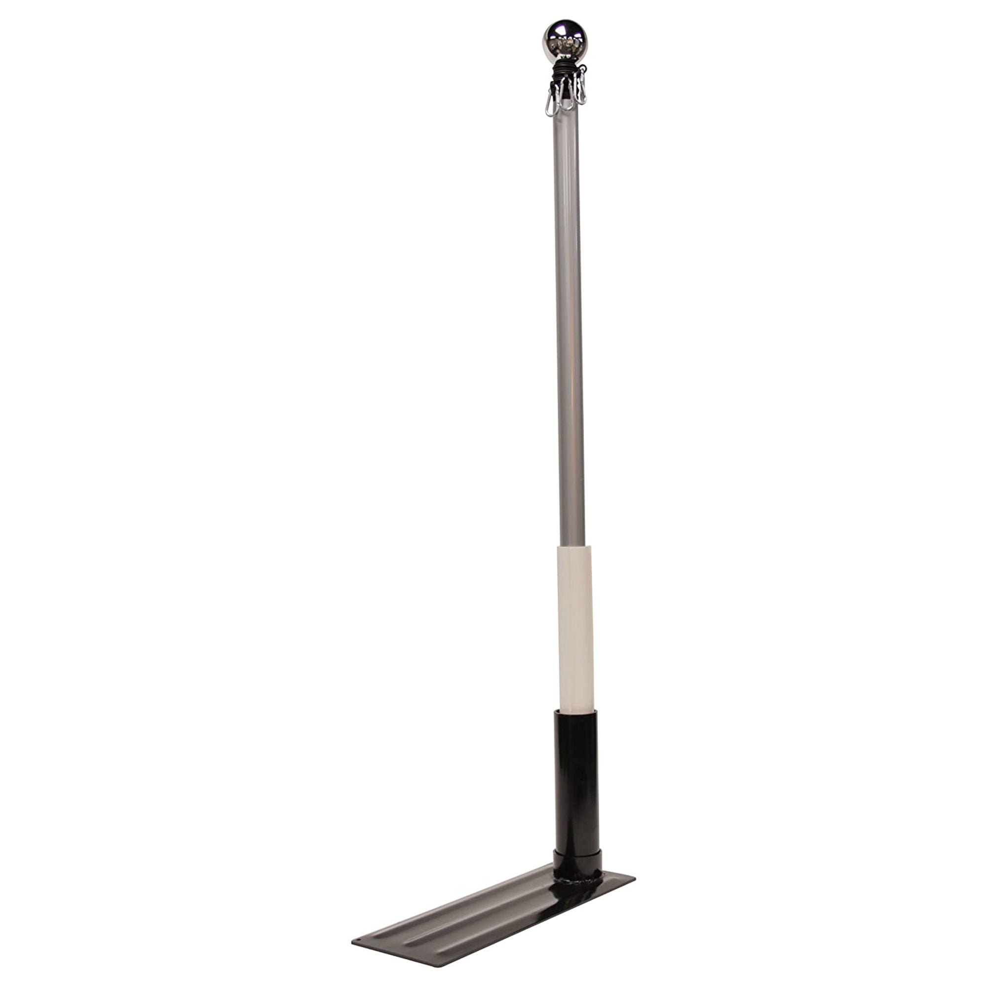 Camco 16 Feet Adjustable Black and White Fiberglass Flagpole with Tire Mount