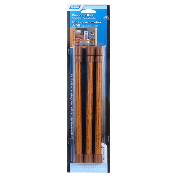 Camco 17" RV Refrigerator Bar, Extends Between 10" and 17" - Brown (3 Pack) ( 43833)