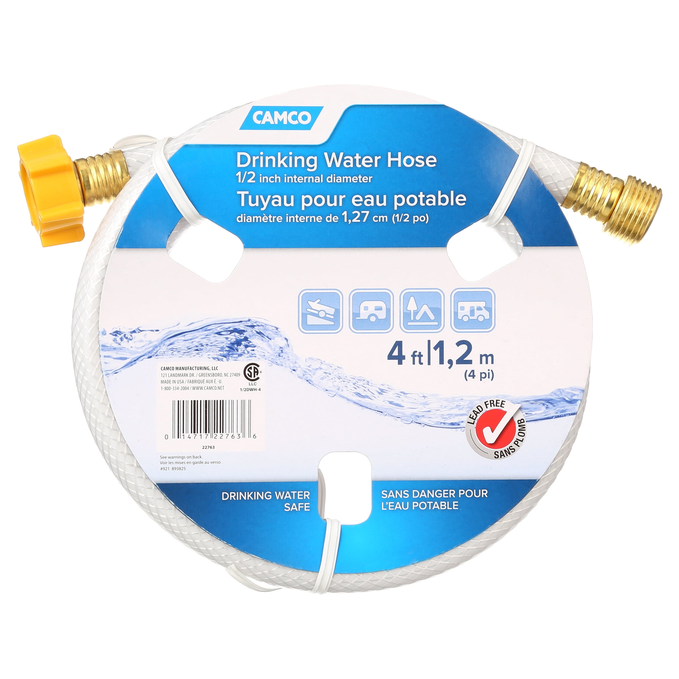 Camco 22763 TastePURE 4' Drinking Water Hose 1/2" Inner Diameter -