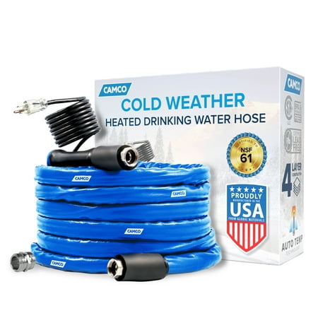 Camco 25-Foot Heated Water Hose for RV - Water Line Freeze Protection (22911)