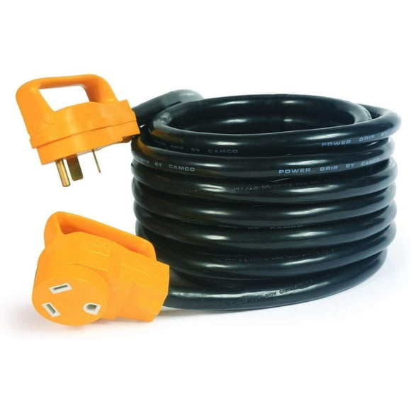 Camco 25' Power Grip Heavy-Duty Outdoor 30-Amp Extension Cord for RV and Auto Allows for Additional Length to Reach Distant Power Outlets Built to Last 55191
