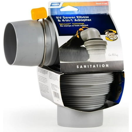 Camco 39144 Easy Slip Sewer Elbow & 4-in-1 Adapter — Residential Use, Standard Application