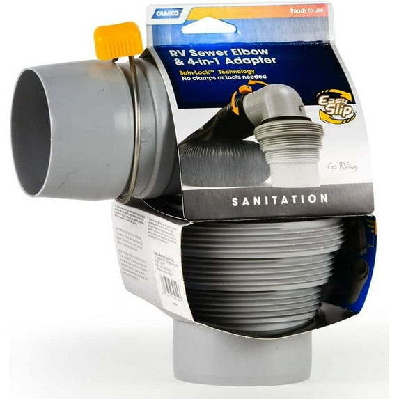 Camco 39144 Easy Slip Sewer Elbow & 4-in-1 Adapter