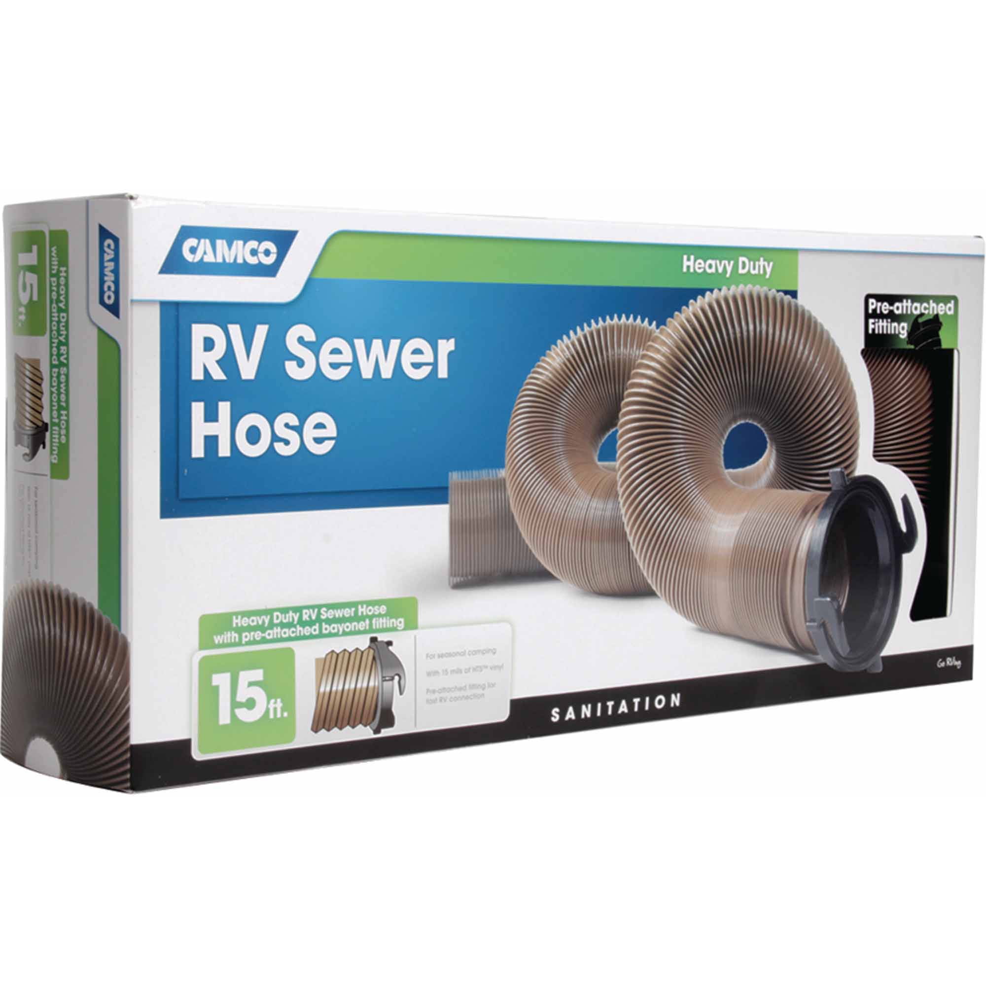 Camco RV Sewer Hose Heavy Duty Sanitation 10' 15Mil Brown HTV