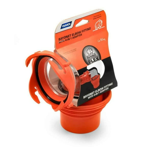 Camco RhinoFLEX RV Sewer Hose Elbow with 4-in-1 Adapter - Clear - One Size — Garden & Landscape Use, Standard Connection