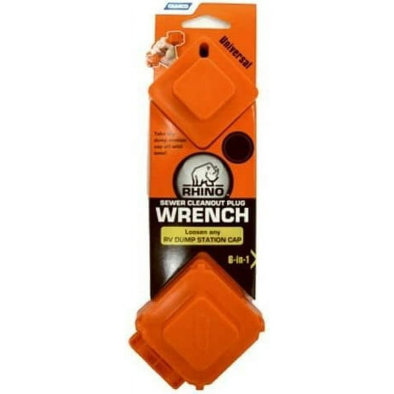 Camco RhinoFLEX 6-in-1 Sewer Cleanout Plug Wrench - RV Sewer Wrench Compatible