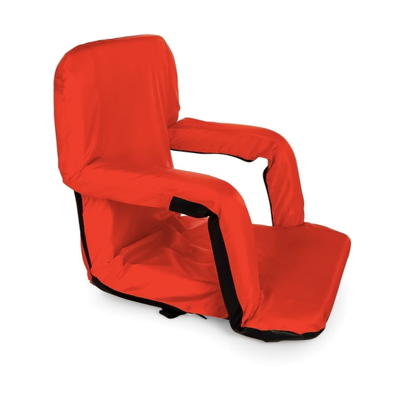 Camco 4 Pack Stadium Seat Foldable Padded Back Support Cushion , Armrests, Red