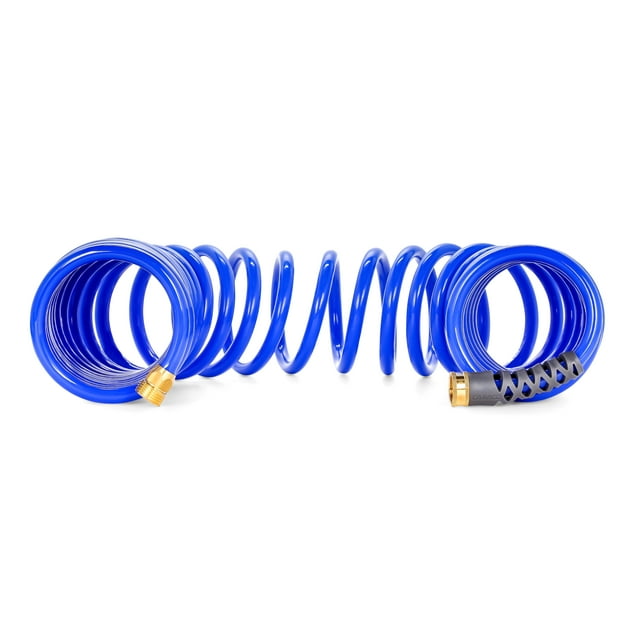 Condo Hose 1/4" X 40ft Coiled Water Hose With 8-Pattern Wand - For Balconies, Patios & Indoor Plants