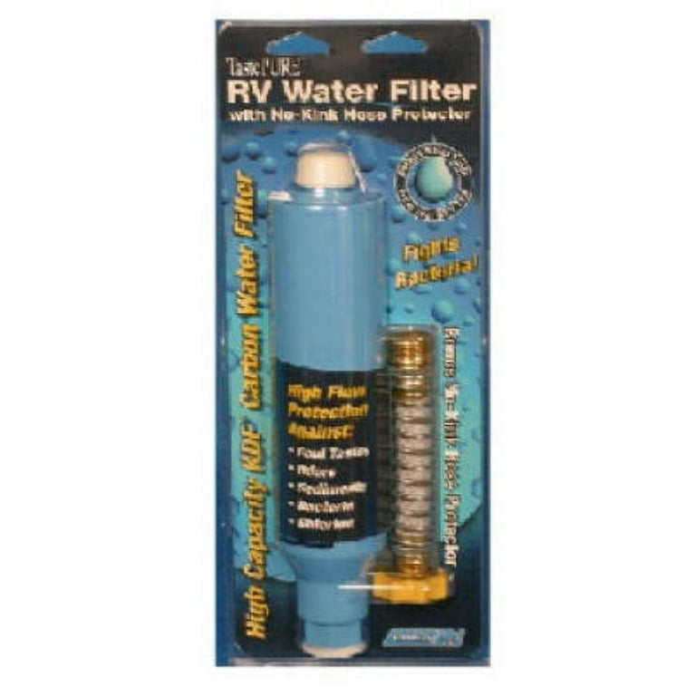 Camco TastePURE RV Water Filter and Hose Protector - Reduces Bad Taste,  Odor and More - Blue (40043) 