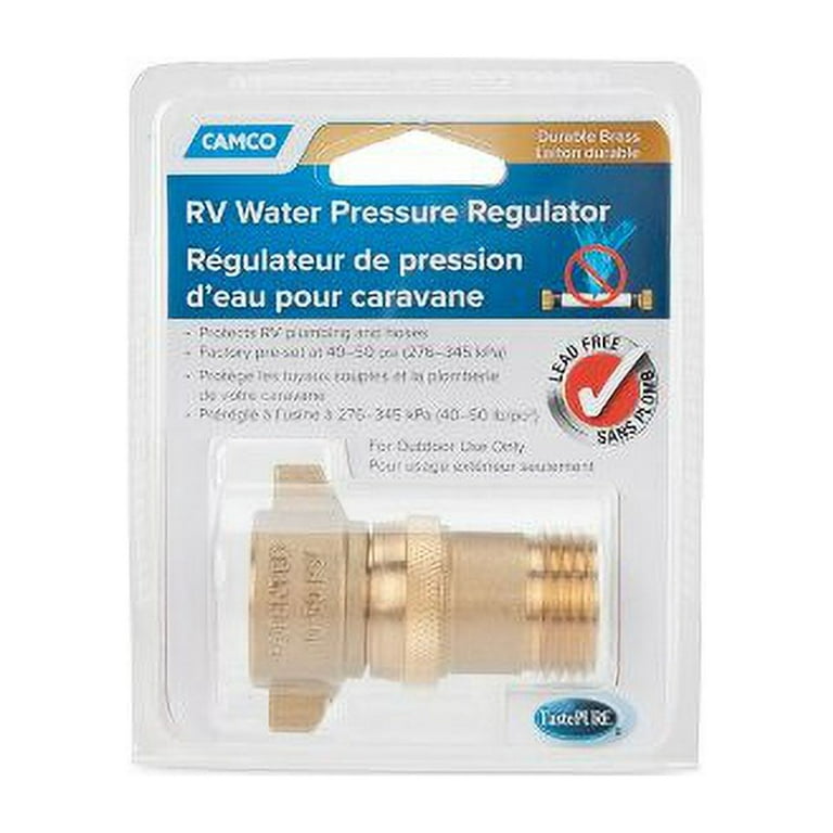 Camco (40055) RV Brass Inline Water Pressure Regulator- Helps Protect RV  Plumbing and Hoses from High-Pressure City 