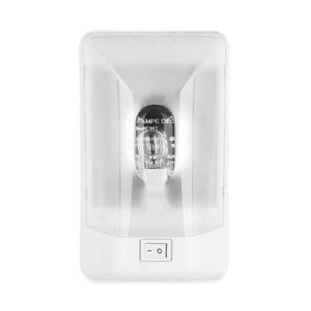 Camco 41330 - Rectangular Surface Mount Incandescent Single Bulb Overhead Light with Switch (7.0"L x 4.5"W x 1.3"D)