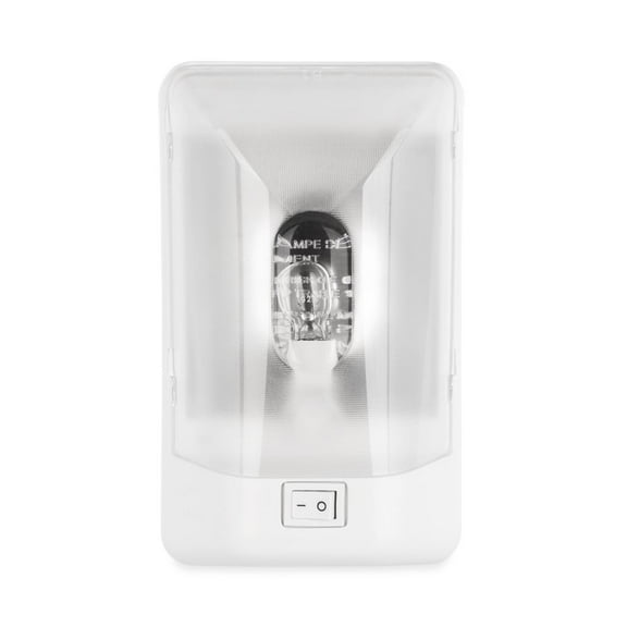 Camco 41330 - Rectangular Surface Mount Incandescent Single Bulb Overhead Light with Switch (7.0"L x 4.5"W x 1.3"D)