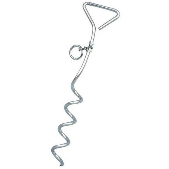Camco 42572 12" Spiral Anchor Tie-Out with 360-Degree Swivel Ring - Secures Your Pet While Outside