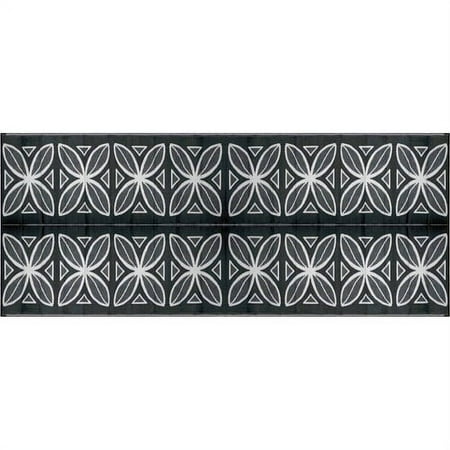 Camco 42833 8' x 20' Reversible RV Outdoor Mat - Features a Charcoal Botanical Design
