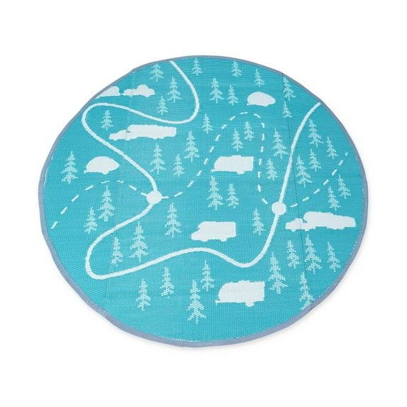 Camco 42834 LIBATC Outdoor Mat - 6' Round, RV Map Print
