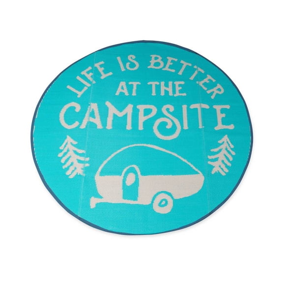 Camco 42835 LIBATC Outdoor Mat - 6' Round, Logo Print