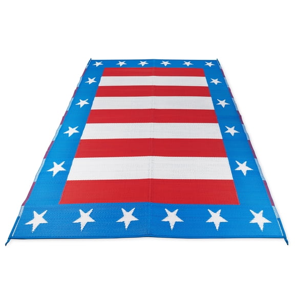 Camco RV Outdoor Mat for RVs, Campsites and Patios, 6 x 9 Ft, Easy Storage, Patriot Design