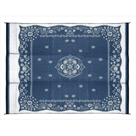 Camco 42851 9 x 12 Ft. Reversible Outdoor Mat-Blue Oriental