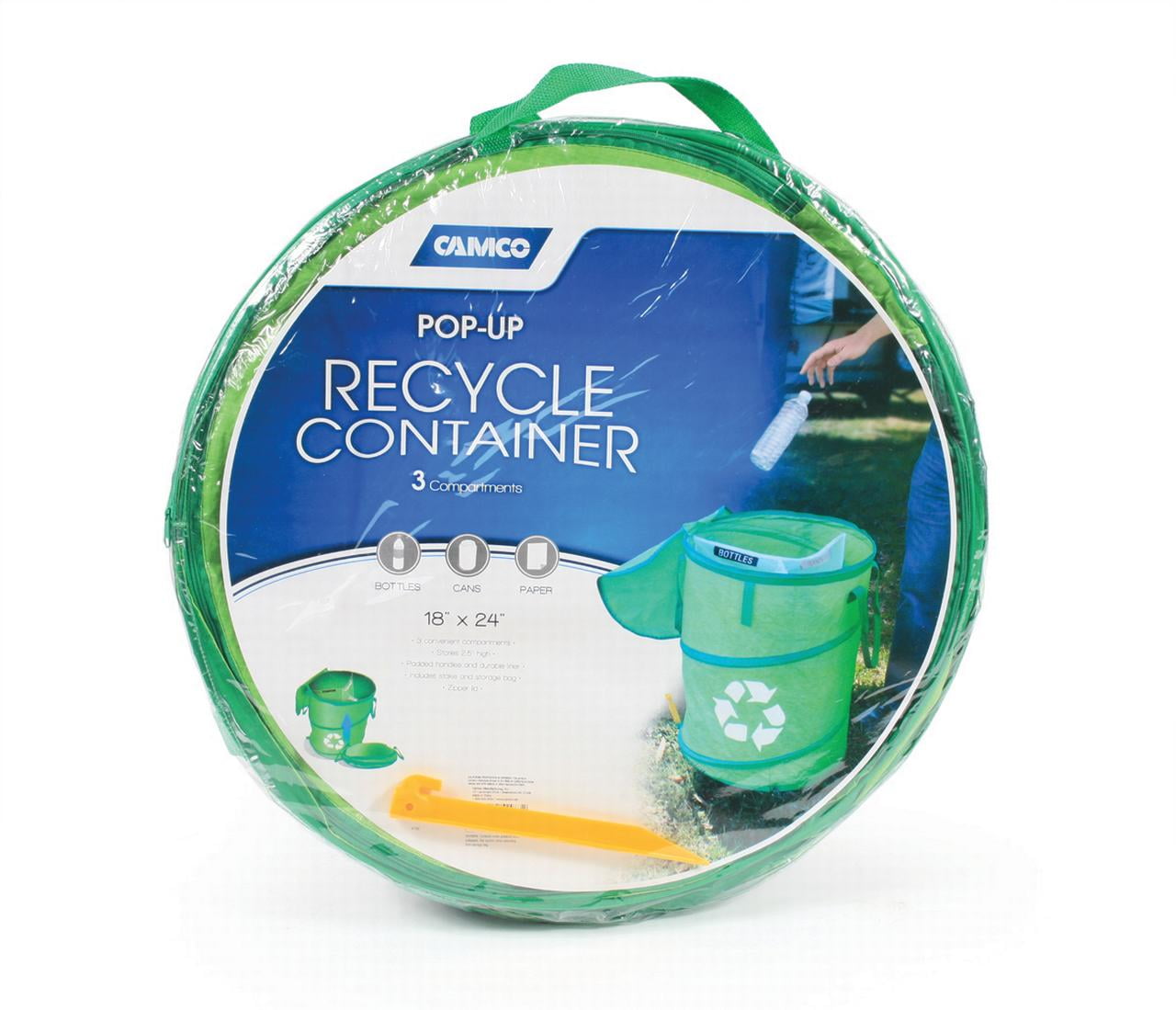 Green PVC Pop-Up Recycle Container with Zippered Lid