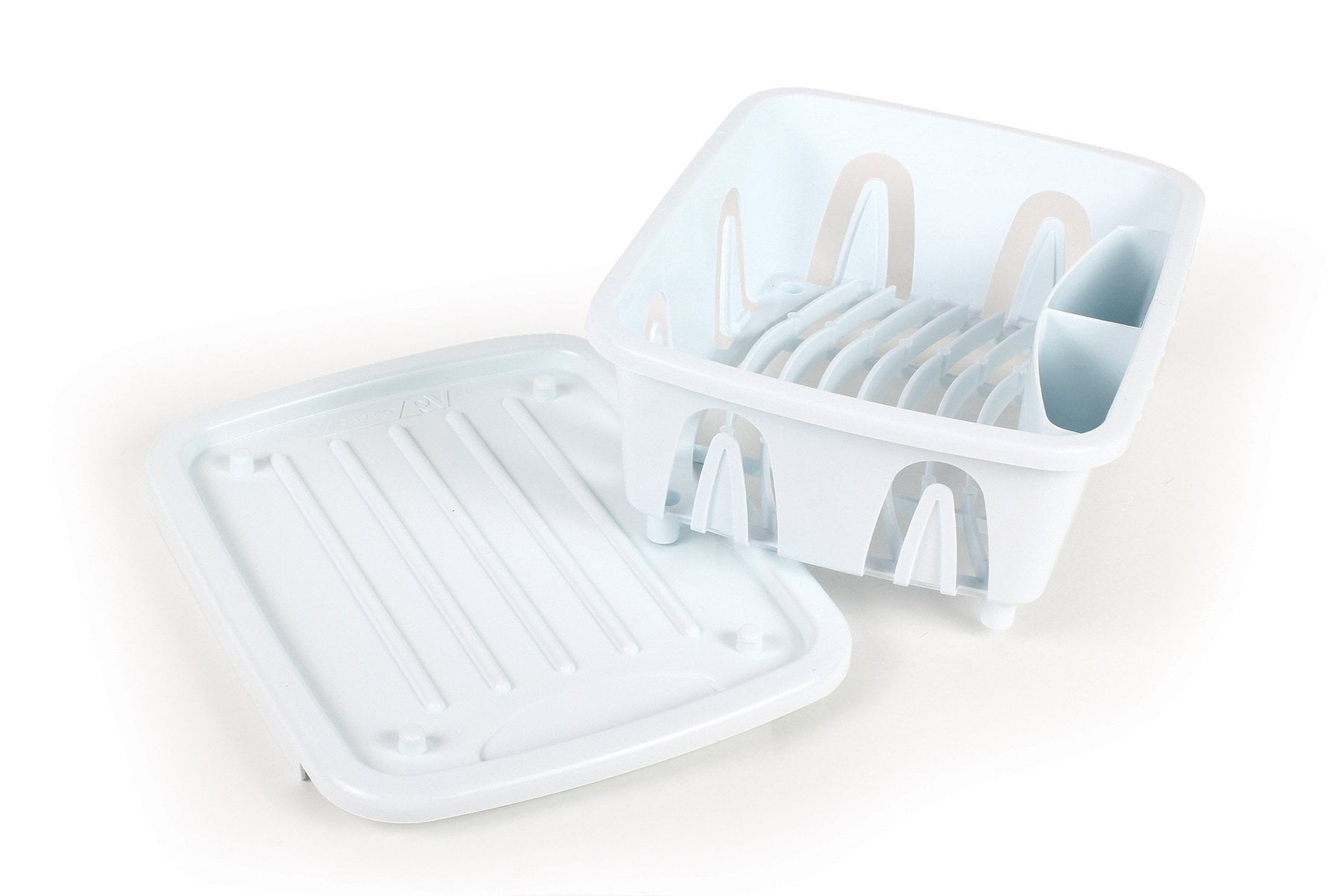 White Metal Mini Dish Drainer with Utensil Cup