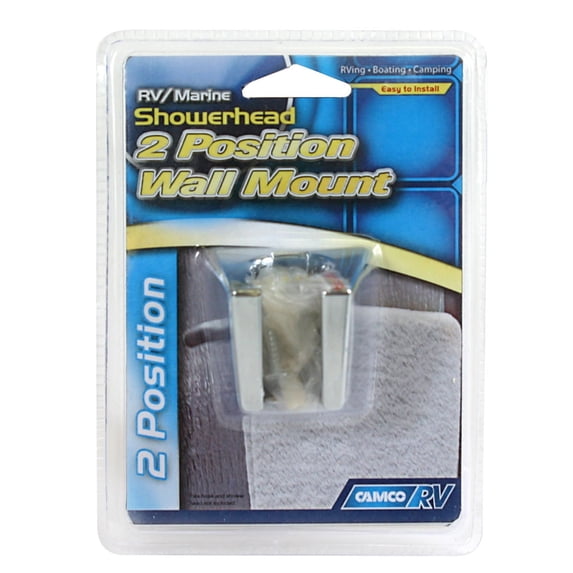 Camco 43718 Chrome Shower Head Mount - Features Two Angle Positions - For RV and Marine Use