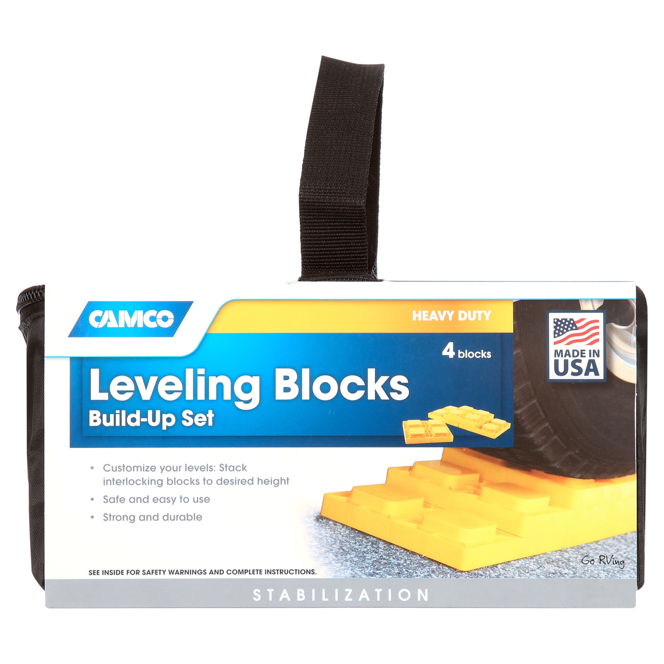 Yellow Resin RV Leveling Blocks with Storage Bag