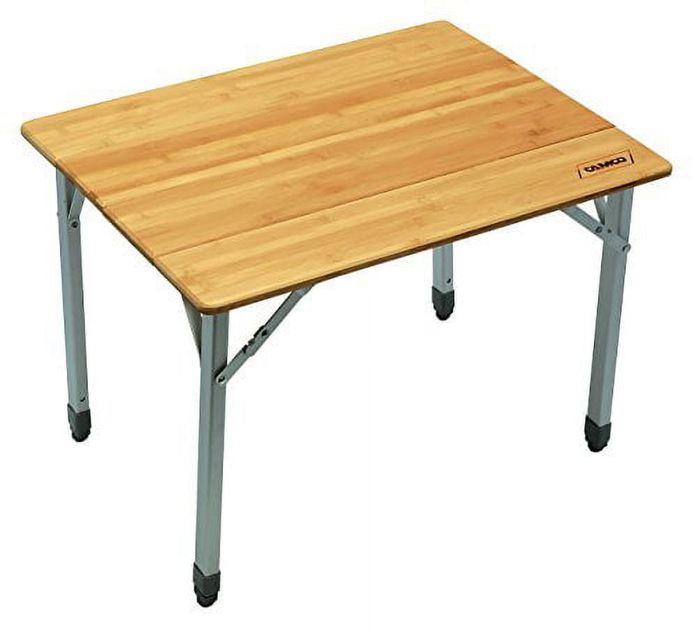 Camco 51895 Bamboo Folding Table with Aluminum Legs Compact Design