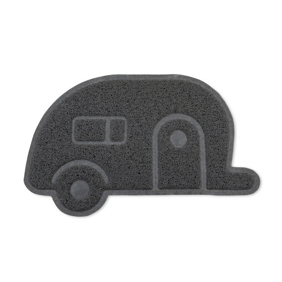 Camco 53116 Life is Better at the Campsite Scrub Rug - 23-15/16" (W) x 15-5/16" (H), Gray Retro Travel Trailer