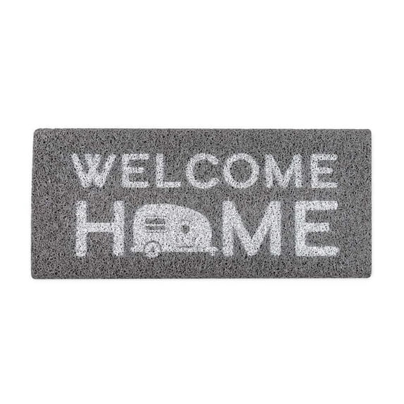 Camco 53195 LIBATC RV Wrap Around Step Rug for 23" Wide Steps - Gray White Welcome Home Print