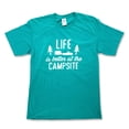 thumbnail image 1 of Camco 53219 Life Is Better at the Campsite Teal Blue T-Shirt, Large, 1 of 6